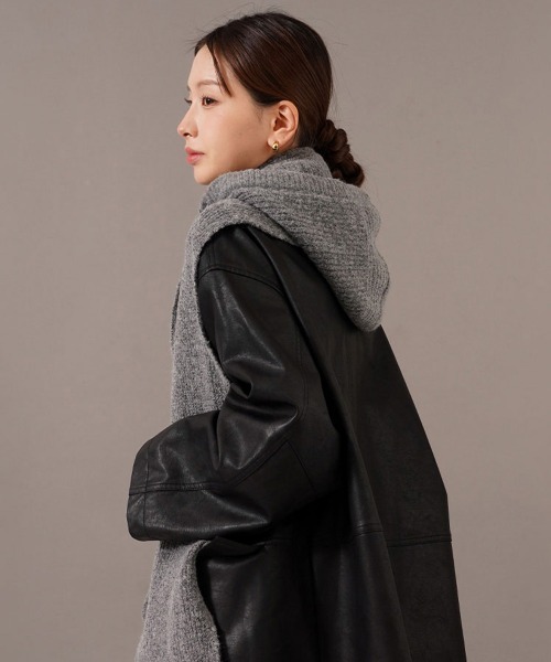 CEMO NEMO（セモネモ） マフラー ストール フード付き リブニット