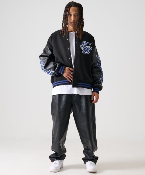 FUBU（フブ） ブルゾン アウター FB ロゴ 刺繍 長袖 フェイクレザー