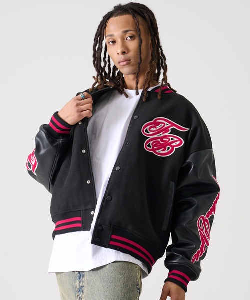 FUBU（フブ） ブルゾン アウター FB ロゴ 刺繍 長袖 フェイクレザー