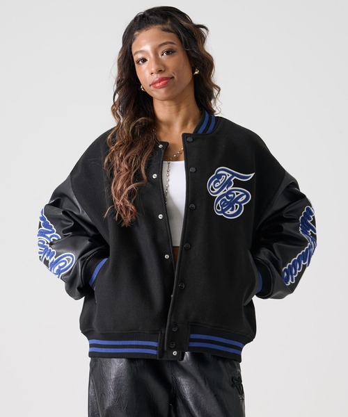 FUBU（フブ） ブルゾン アウター FB ロゴ 刺繍 長袖 フェイクレザー