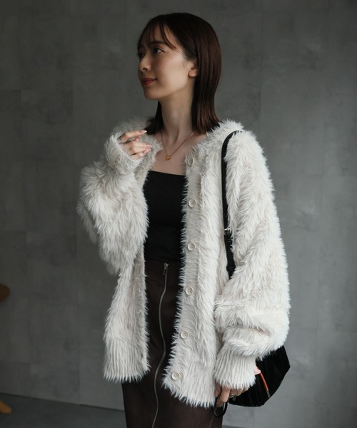 sakishimatokyo カーディガン 「前後2WAY」シャギーニットカーディガン