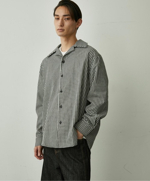 BLANK HOTEL シャツ Gingham Open-Collar Shirt / ギンガムチェック