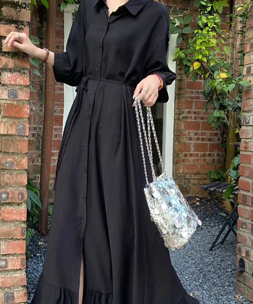 Diosfront ワンピース 七分袖オーバーサイズカラーシャツワンピース