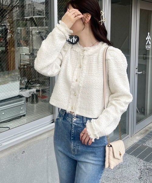 one after another NICE CLAUP カーディガン ツイードニットジャケット