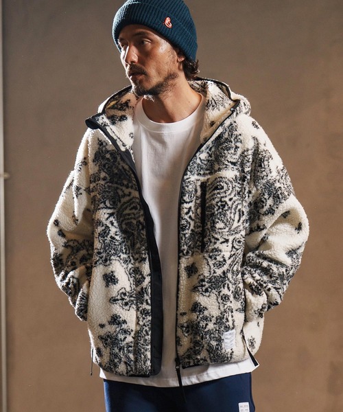 wjk reluxe パーカー mpa3878-paisley pattern boa fleece parka ボア
