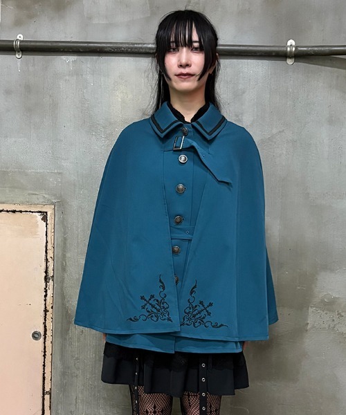 NIBBLE POISON（ニブルポイズン） コート アウター クロス刺繍ケープ