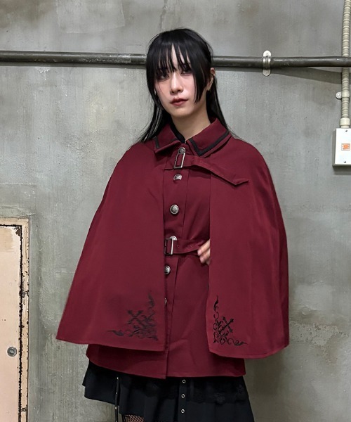 NIBBLE POISON（ニブルポイズン） コート アウター クロス刺繍ケープ