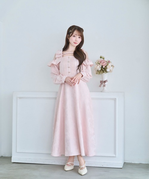 Rose Muse（ロゼミューズ） ワンピース Lace switching jacquard dress