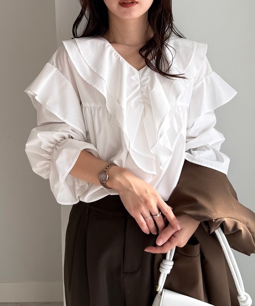 RANAN（ラナン） ブラウス シャツ 「26SS新色追加」ビッグカラーフリル