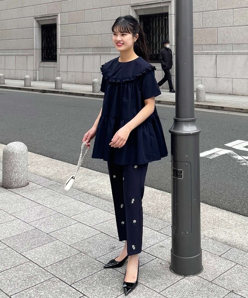 Fit more（フィットモア） ブラウス シャツ ラウンドフリル襟