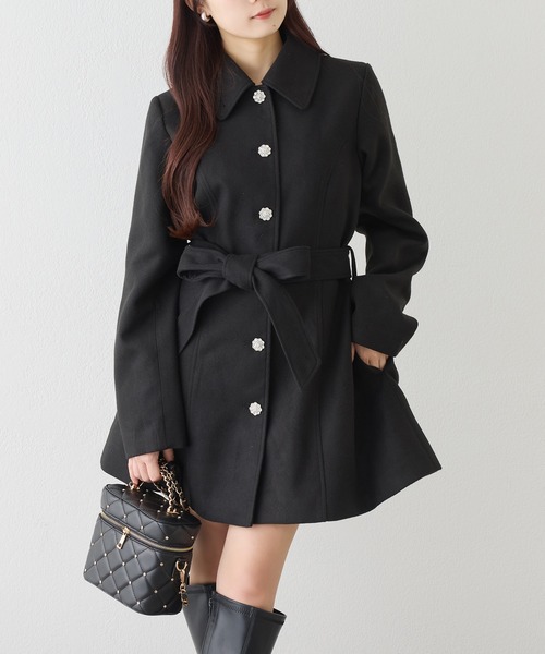 one after another NICE CLAUP ステンカラーコート コート リボン