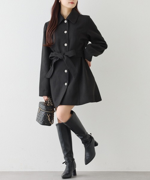 one after another NICE CLAUP ステンカラーコート コート リボン