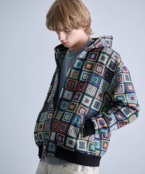 Revo. ブルゾン アウター ヴィンテージライク クロシェパターン