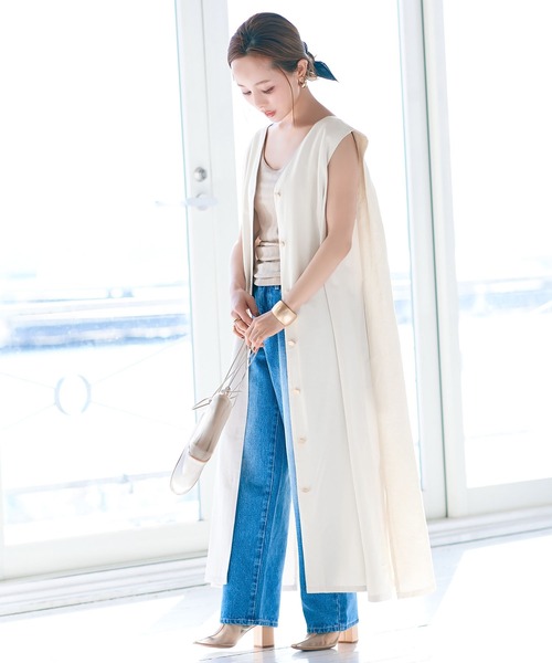 KOBE LETTUCE（神戸レタス） ベスト ジレ リネンブレンドノースリーブ