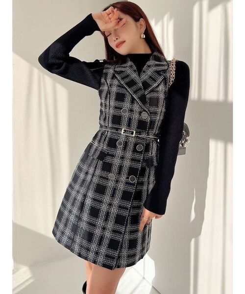 D&Gレースとツイードのノースリーブミニワンピース D&Gレースと