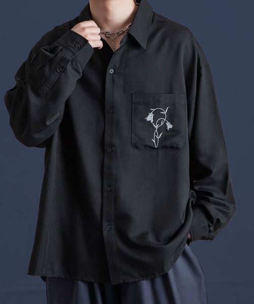 Nilway（ニルウェイ） シャツ ワンポイント花刺繍 レギュラーカラー