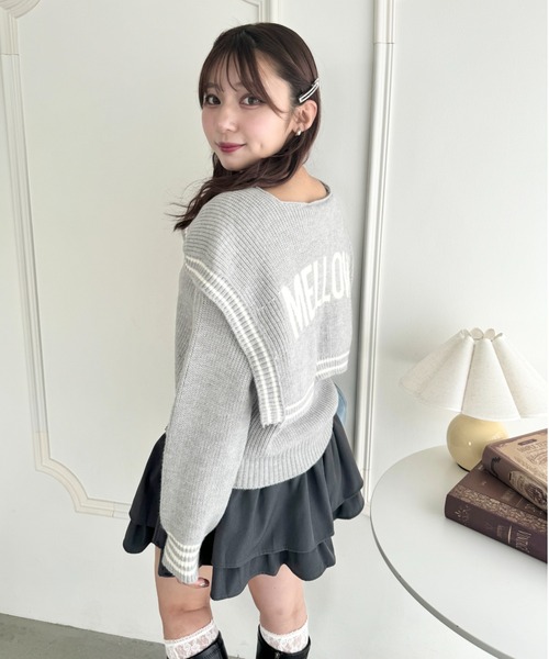 Loueme カーディガン ロゴジャガードセーラーカーディガン レディース