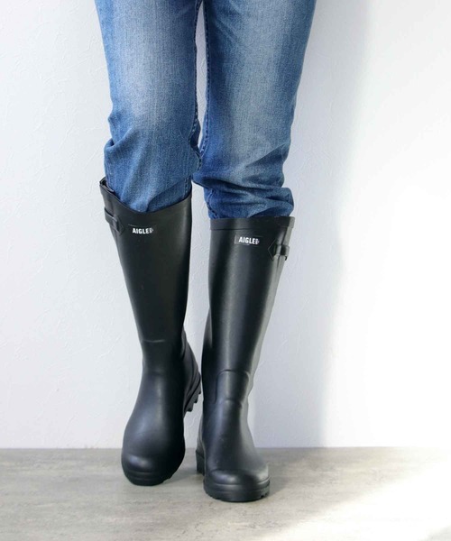 AIGLE（エーグル） 長靴 レインブーツ 乗馬風バックル付きレインロング