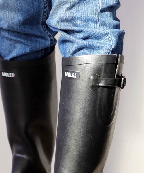 AIGLE（エーグル） 長靴 レインブーツ 乗馬風バックル付きレインロング