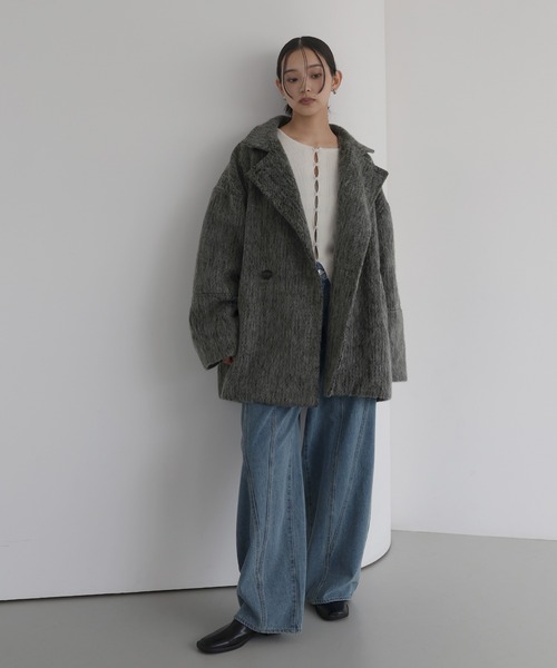 hellam（ヘラム） ピーコート pコート シャギーミドルコート