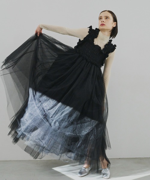 PERNA（ペルナ） ワンピース チュールギャザーキャミワンピース