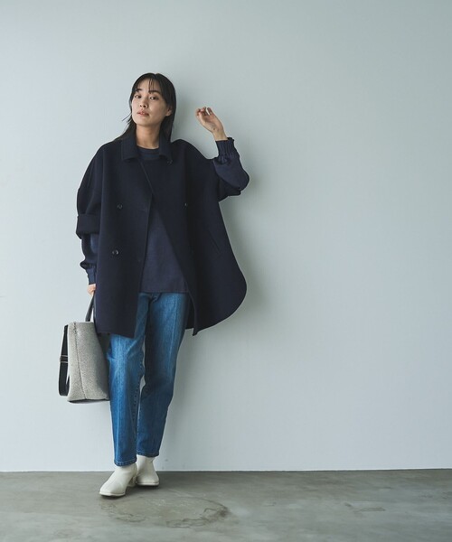 RONEL ピーコート pコート ウールミックスリバーコート レディース