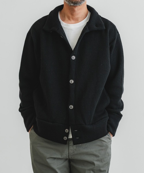 quadro カーディガン ホットレイワッフルスタンドカラーカーディガン