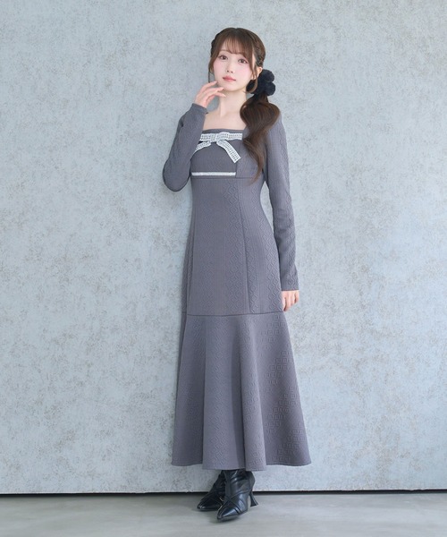 Rose Muse（ロゼミューズ） ワンピース Lace ribbon knit sew one