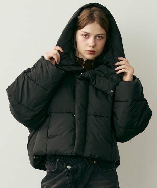 Clum ダウンコート ダウンジャケット クロップド丈ハイネック中綿