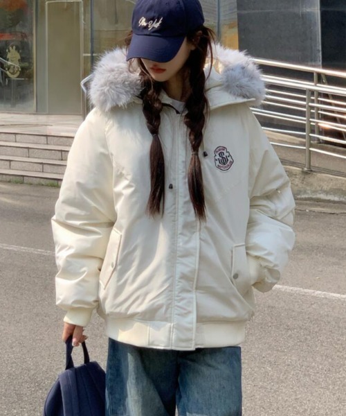 ダウンコート ダウンジャケット ファーフード付きダウンジャケット