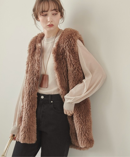 ANGIE ベスト プードルフェイクファーベスト レディース : ZOZOTOWN