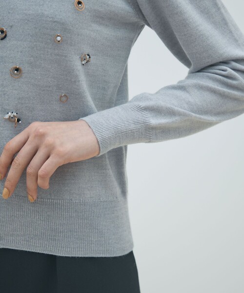 MACPHEE（マカフィー） カーディガン ウールビジュー クルーネック