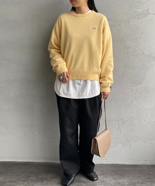 Danton（ダントン） ニット ワンポイントクルーネック プルオーバー