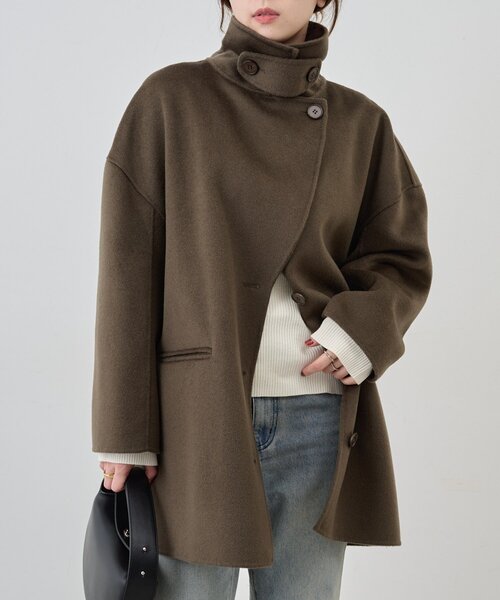 SHENERY（シーナリー） コート アウター ビッグカラーリバーミディ