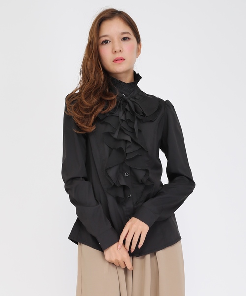 Lace Ladies（レースレディース） ブラウス シャツ 長袖立ち襟フリル