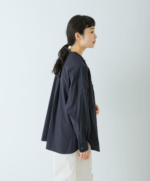 かぐれ ブラウス シャツ コットンフリルワイドシャツ レディース