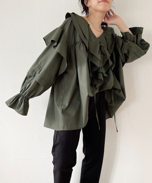 wee9s（ウィークス） ブラウス シャツ big collar frill blouse / 付け