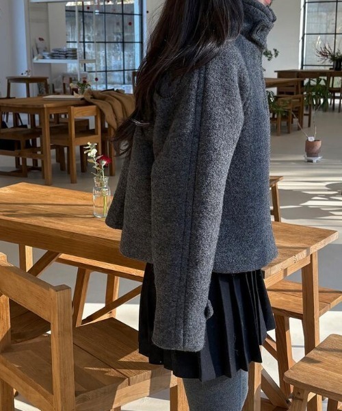 ハイネックショートコート ハイネックショートコート - ベージュ