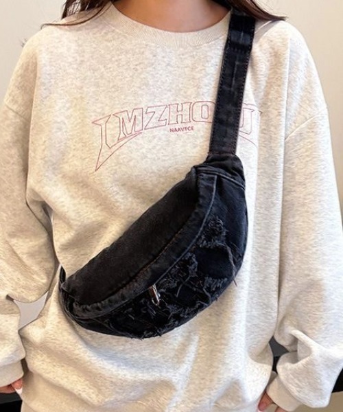 COO+i（クーイ） ウエストポーチ ウエストバッグ デカロゴ デニム