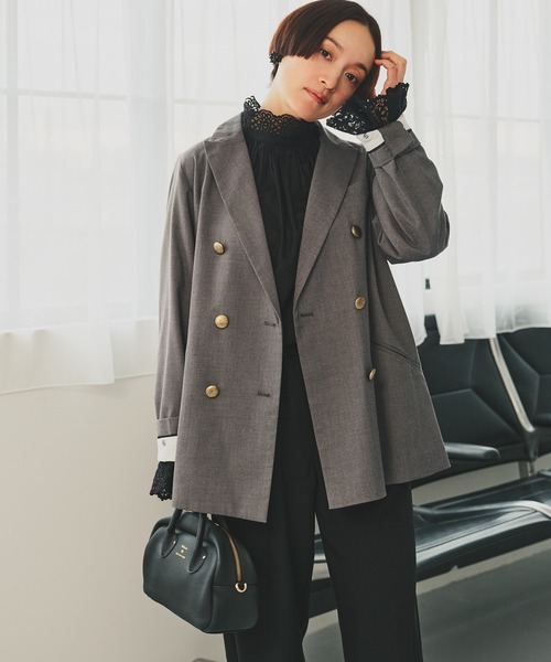 pual ce cin ブラウス シャツ 襟袖レースプチハイネックブラウス