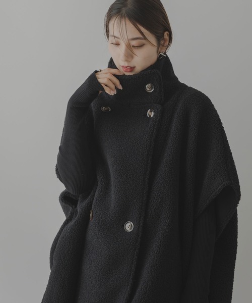 rectangle（レクタングル） ポンチョ 2WAY襟ムートンボアポンチョ