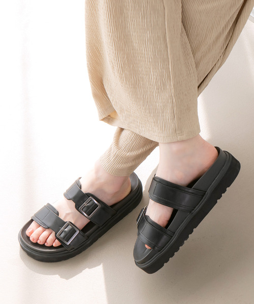 AmiAmi（アミアミ） サンダル 厚底ダブルベルトサンダル レディース