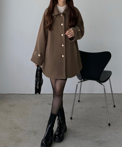 callautia（カラウティア） ステンカラーコート コート ゴールドボタン