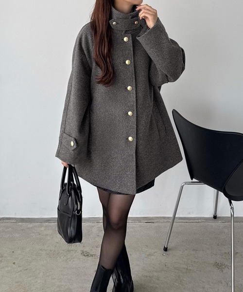 callautia（カラウティア） ステンカラーコート コート ゴールドボタン