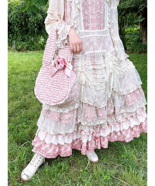 PINK HOUSE（ピンクハウス） ワンピース ローズレース使いミックス