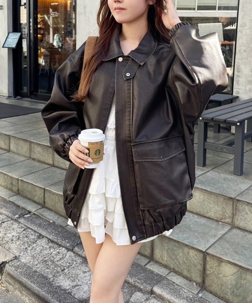 one after another NICE CLAUP レザージャケット ライダース フェイク