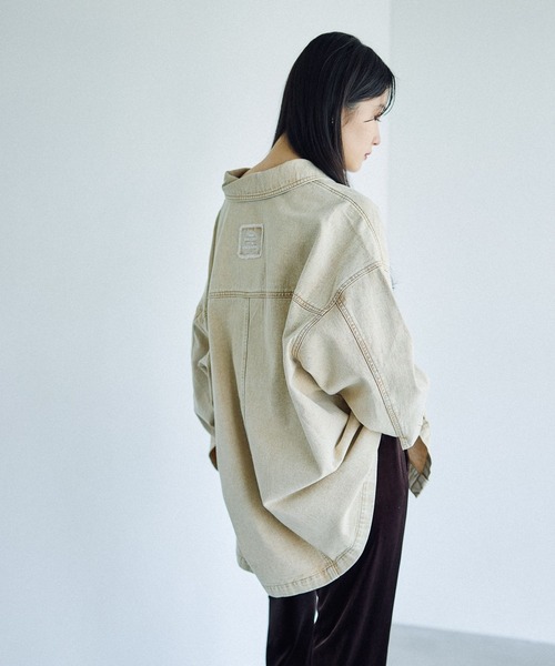 LEPSIM（レプシィム） ブラウス シャツ フリンジパッチ／BIGデニム