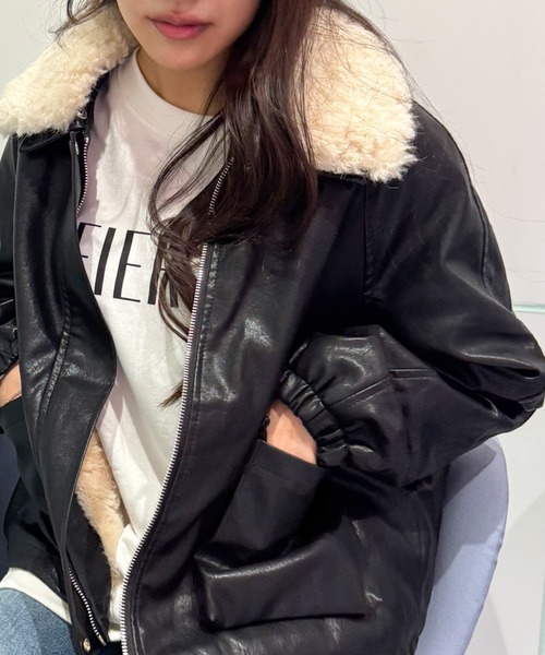 SpRay（スプレイ） ブルゾン アウター ファー襟フェイクレザーブルゾン