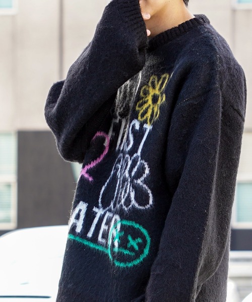 セーター ニット 「Unisex」モヘアライク タギング クルーニット