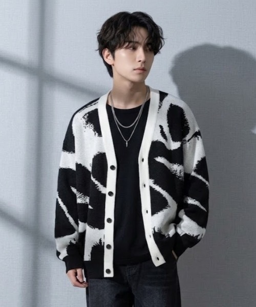 MONOCHROME カーディガン アブストラクトジャカードカーディガン